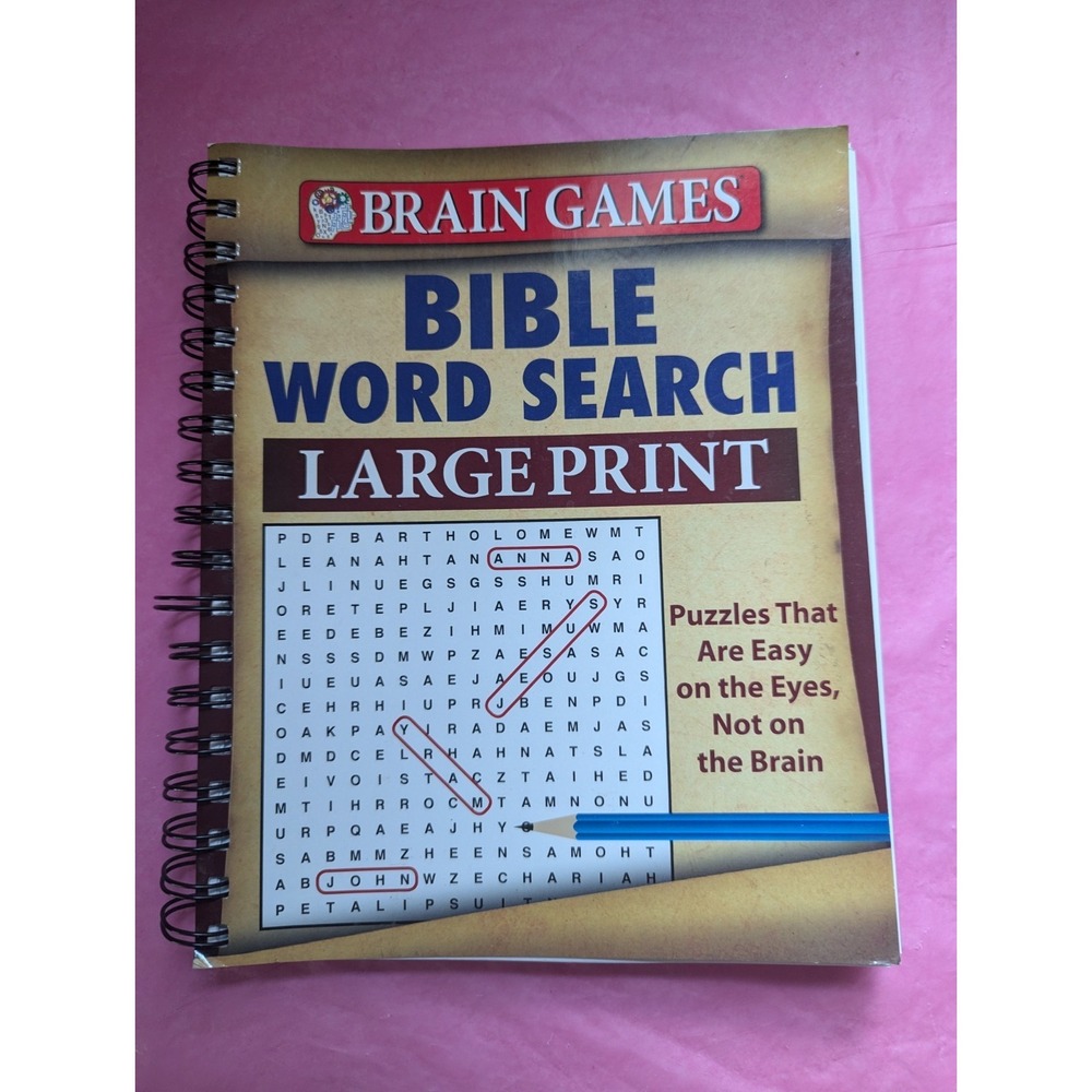 Brain Games BIBLE word Search 84 puzzles large‎ print trivia spiral book